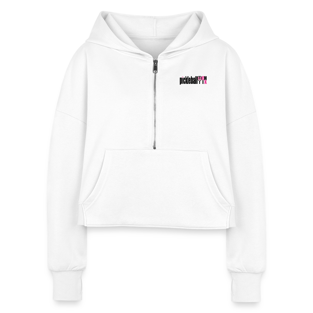 Dinkin' and Drinkin' - the perfect afternoon Women's Half Zip Cropped Hoodie - white
