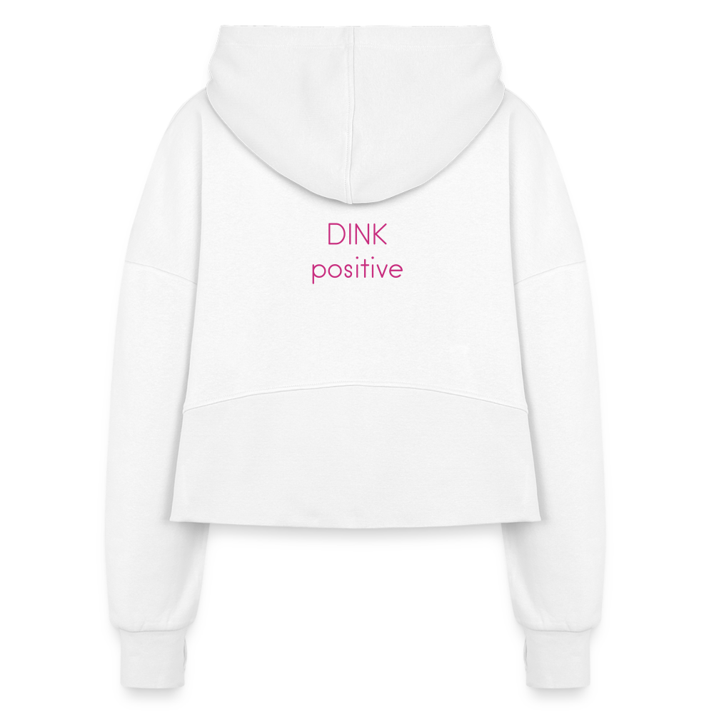 DINK positive Women's Half Zip Cropped Hoodie - white