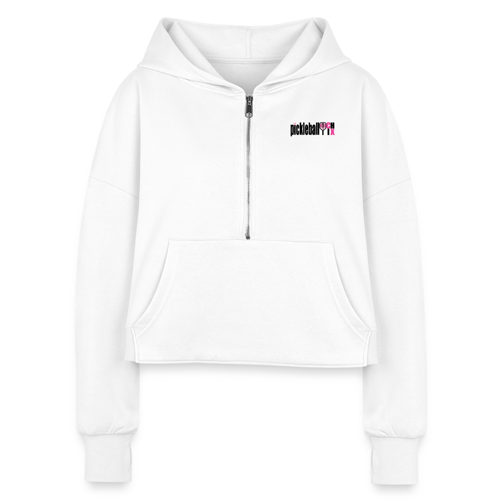 Midcourt Crisis Women's Half Zip Cropped Hoodie - white