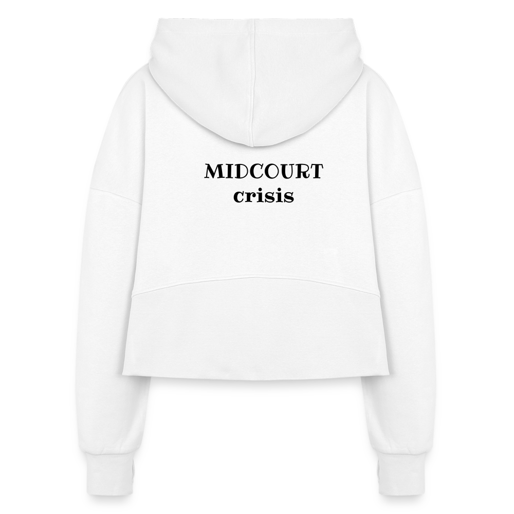 Midcourt Crisis Women's Half Zip Cropped Hoodie - white
