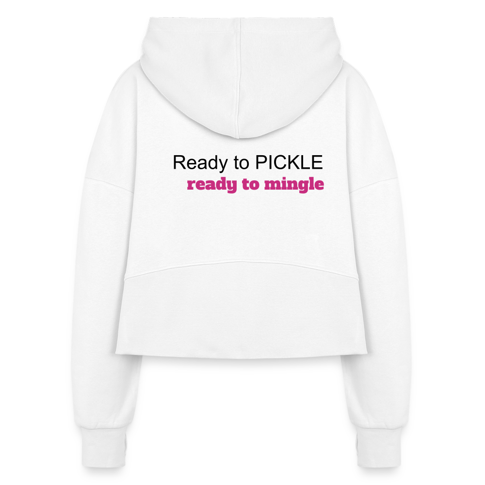 Ready to Pickle - Ready to Mingle Women's Half Zip Cropped Hoodie - white