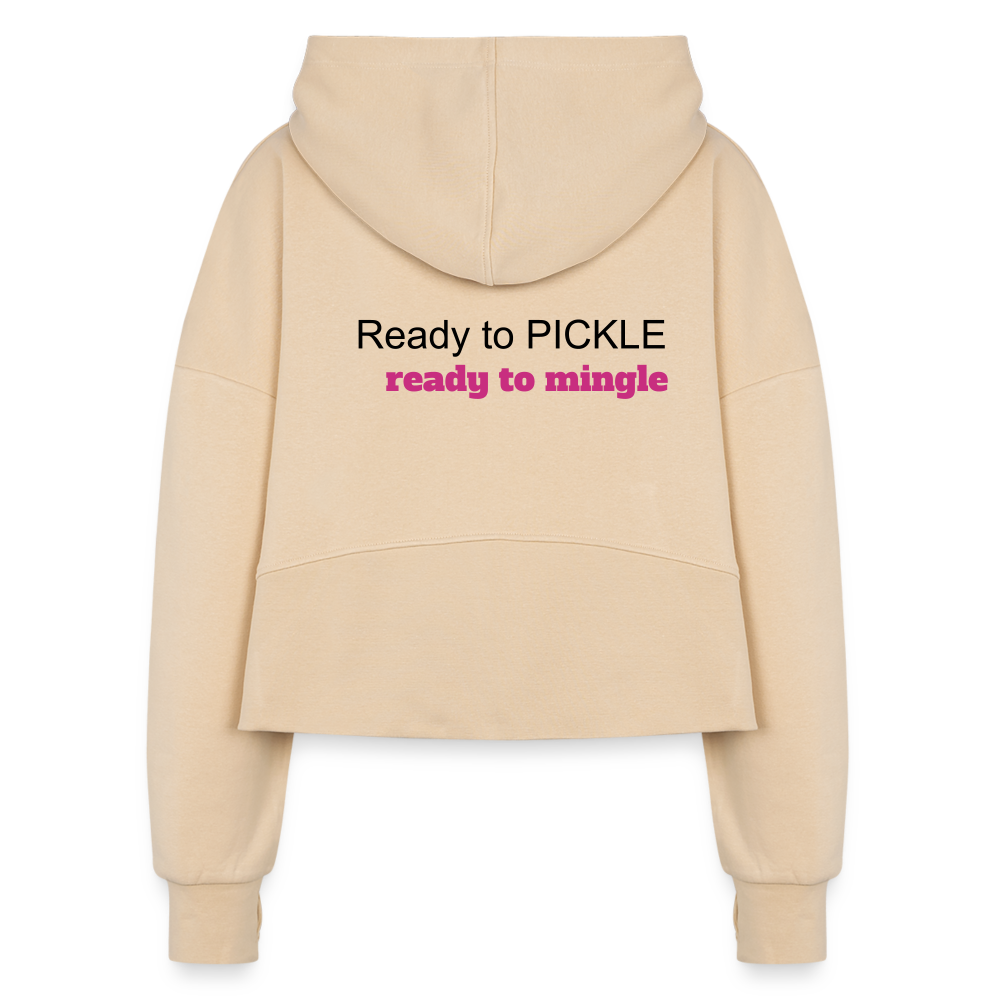 Ready to Pickle - Ready to Mingle Women's Half Zip Cropped Hoodie - nude