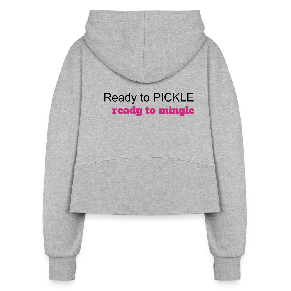 Ready to Pickle - Ready to Mingle Women's Half Zip Cropped Hoodie - heather gray