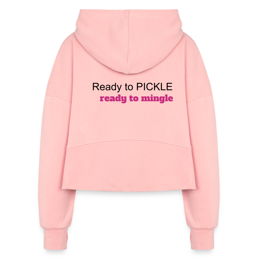 Ready to Pickle - Ready to Mingle Women's Half Zip Cropped Hoodie - light pink