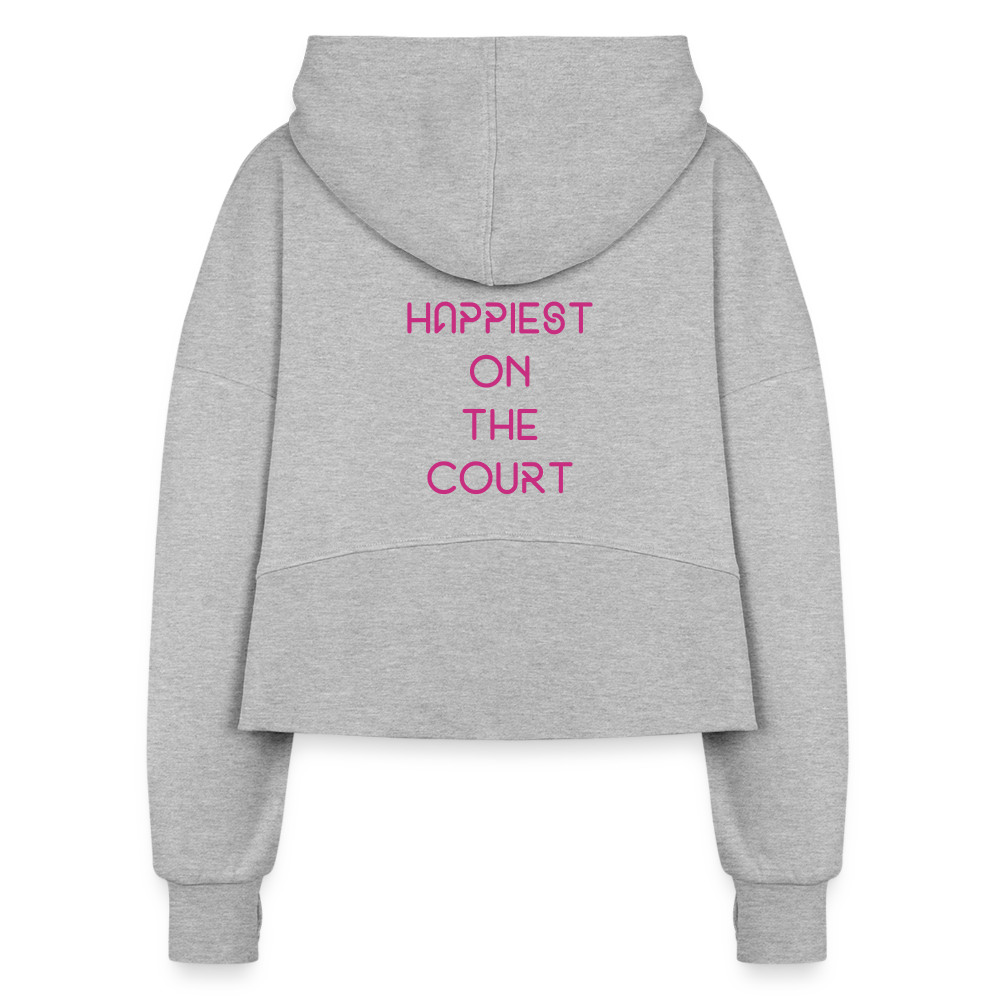 Happiest on the Court Women's Half Zip Cropped Hoodie - heather gray