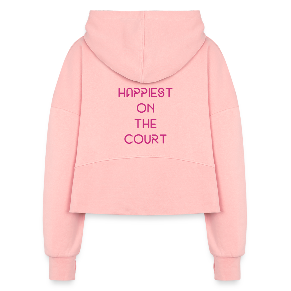 Happiest on the Court Women's Half Zip Cropped Hoodie - light pink