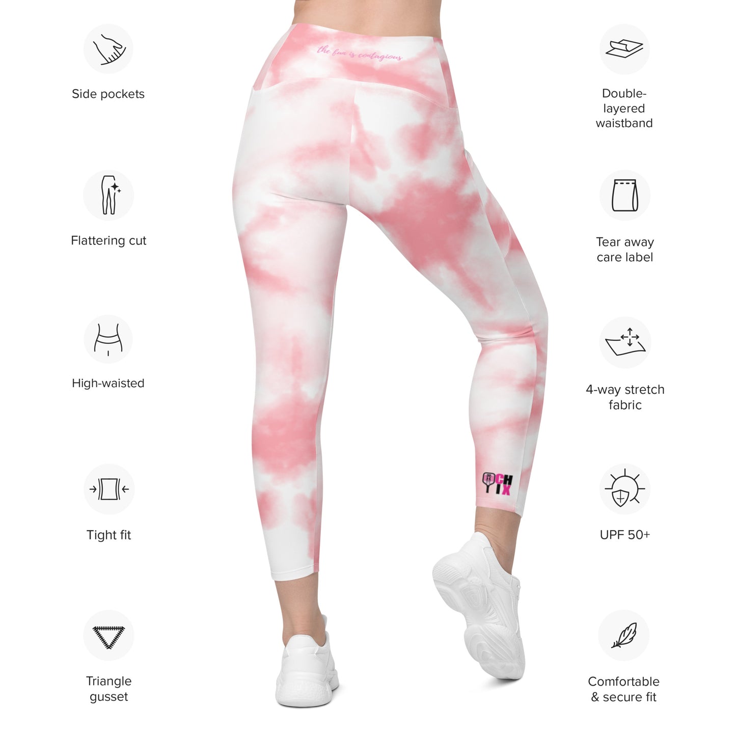 pickleball CHIX compression leggings - pink tie dye