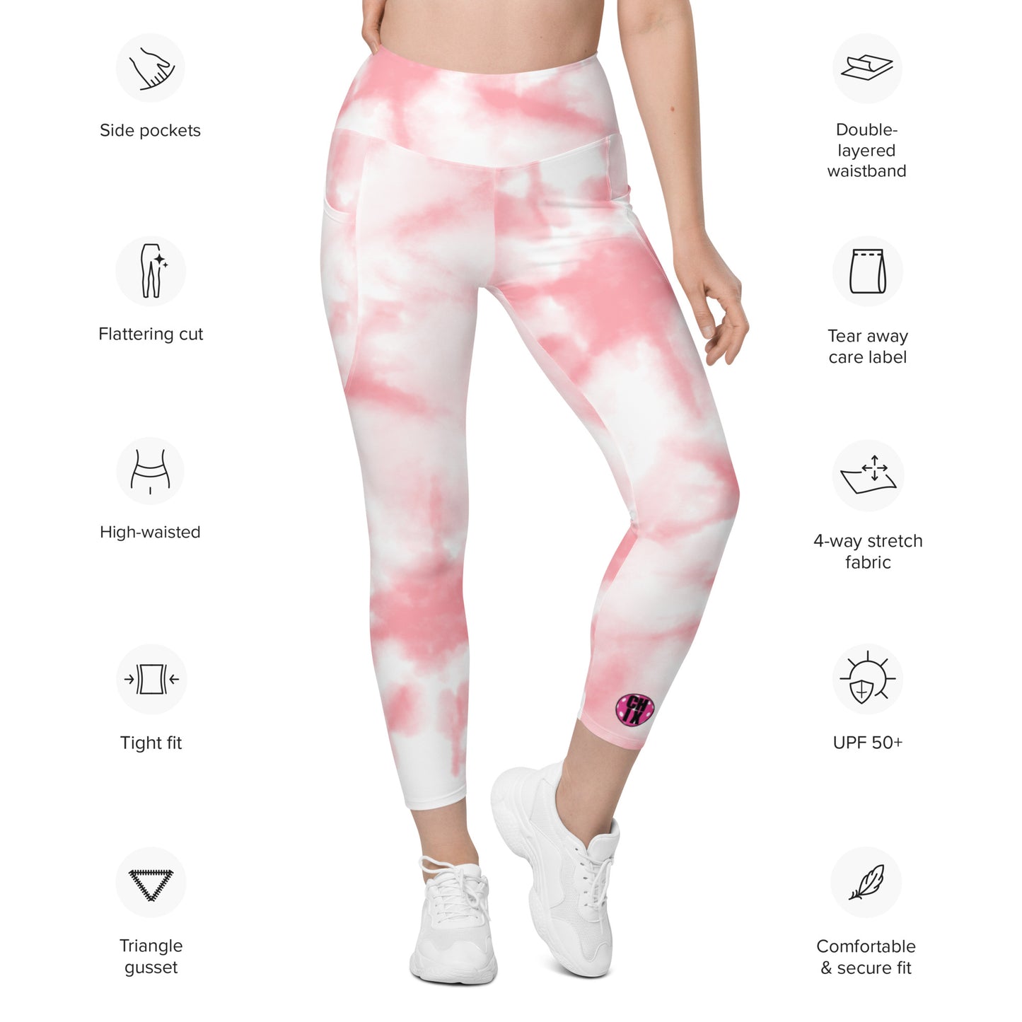 pickleball CHIX compression leggings - pink tie dye