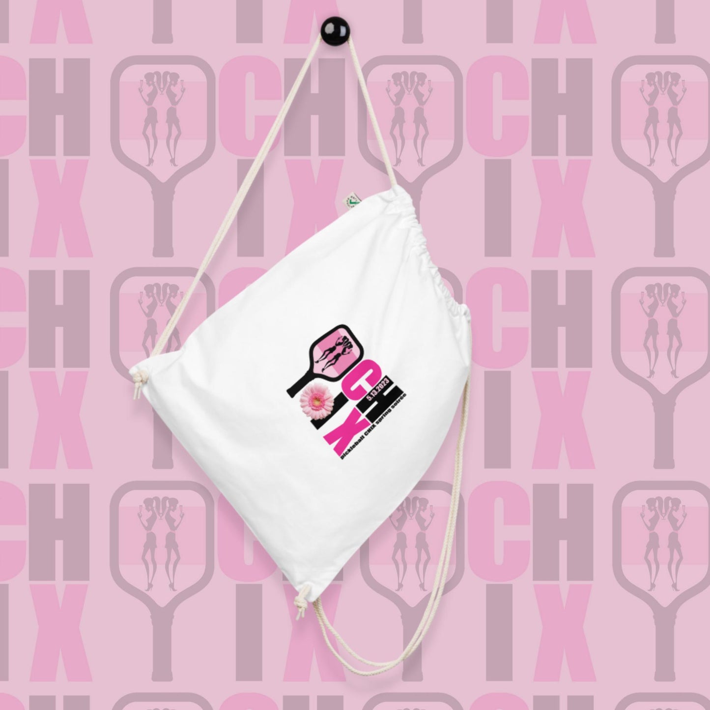 pickleball Chix Sporty OrganicCotton Drawstring Bag