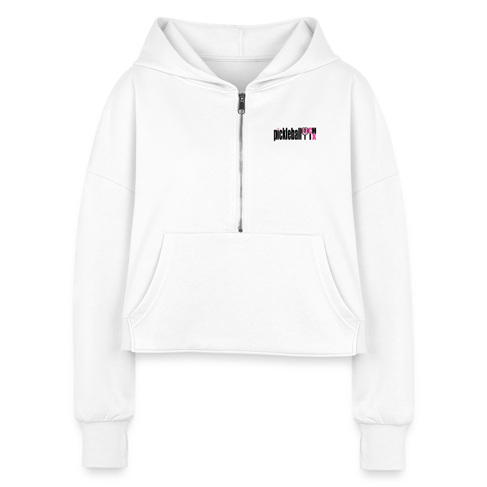 #inaprettypickle Women's Half Zip Cropped Hoodie - white