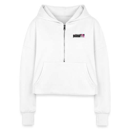 #inaprettypickle Women's Half Zip Cropped Hoodie - white