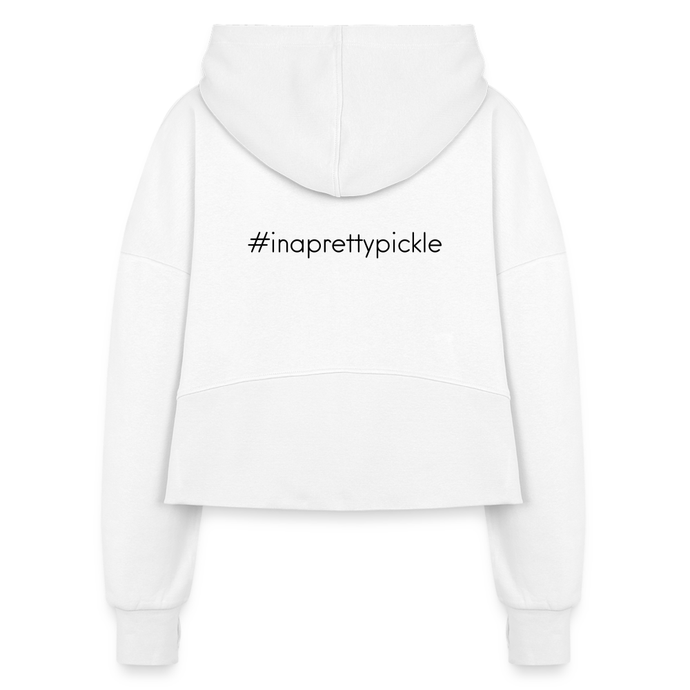 #inaprettypickle Women's Half Zip Cropped Hoodie - white