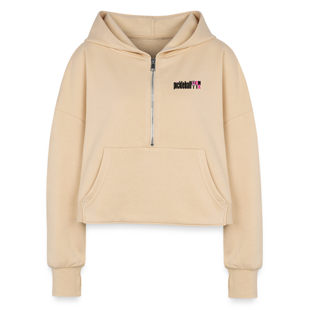 #inaprettypickle Women's Half Zip Cropped Hoodie - nude