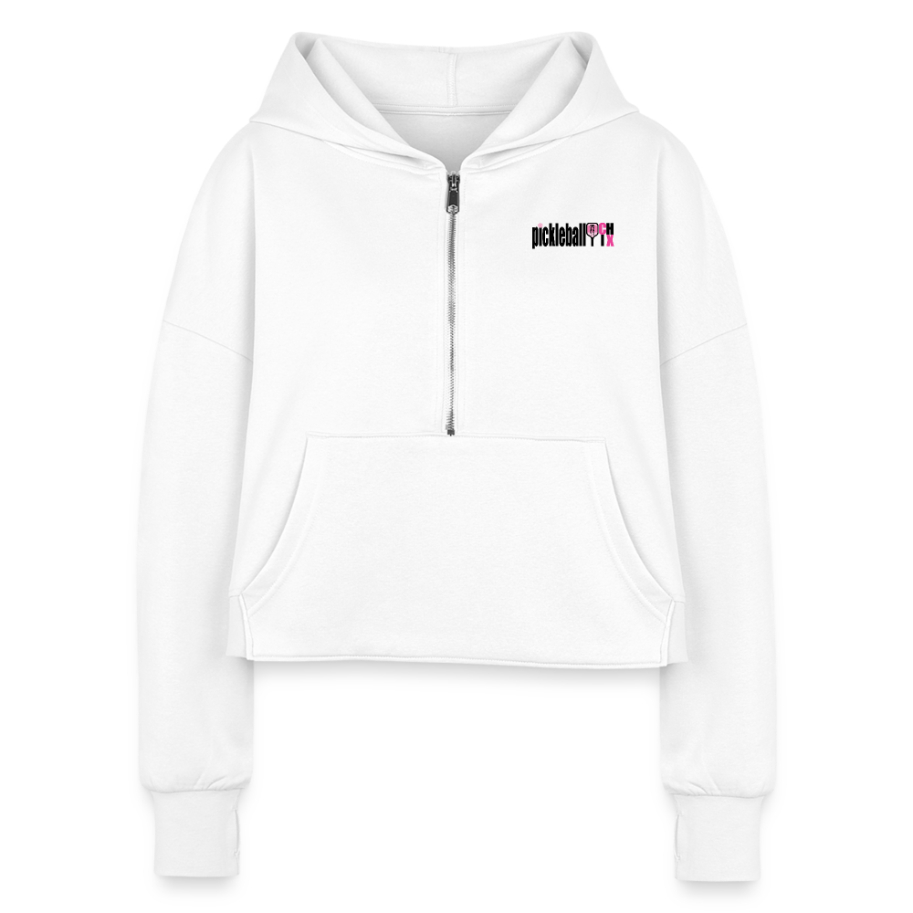 Pickleball is my favorite season - Women's Half Zip Cropped Hoodie - white