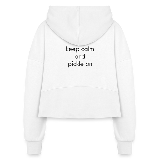 Keep Calm - Pickle On Women's Half Zip Cropped Hoodie - white