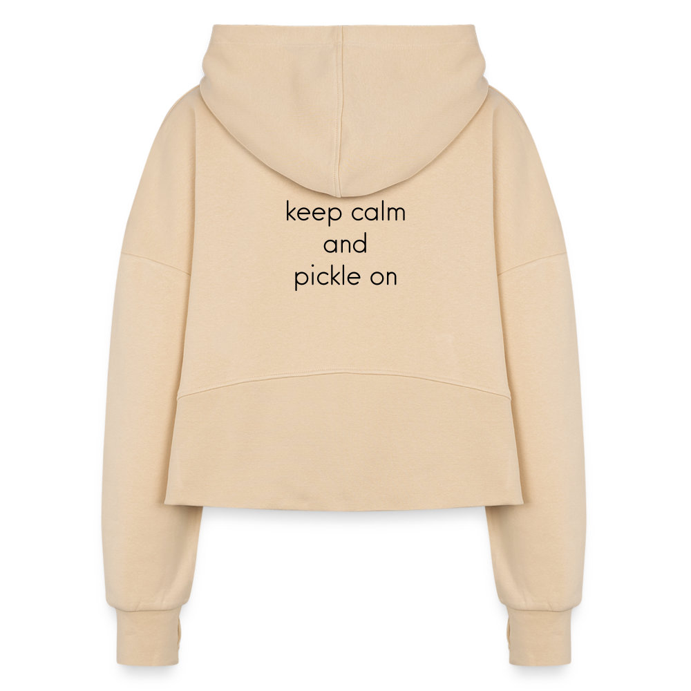 Keep Calm - Pickle On Women's Half Zip Cropped Hoodie - nude