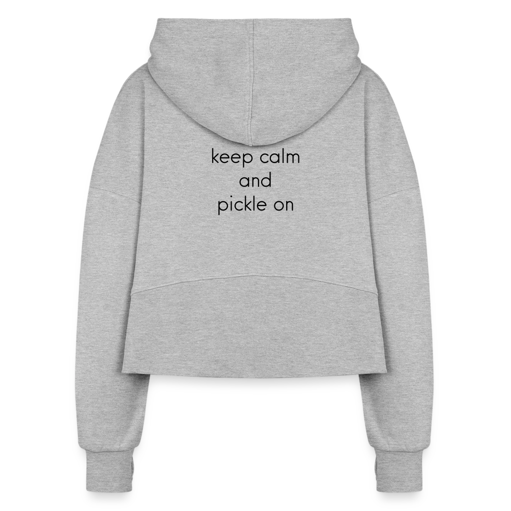 Keep Calm - Pickle On Women's Half Zip Cropped Hoodie - heather gray