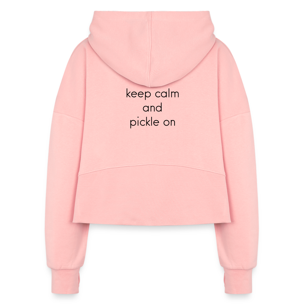 Keep Calm - Pickle On Women's Half Zip Cropped Hoodie - light pink