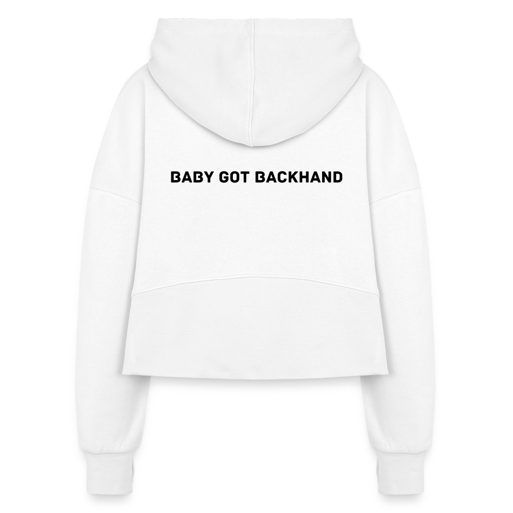 Baby Got Backhand Women's Half Zip Cropped Hoodie - white