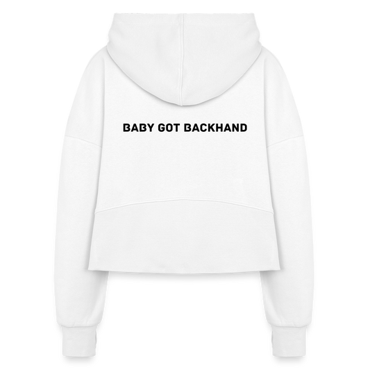 Baby Got Backhand Women's Half Zip Cropped Hoodie - white