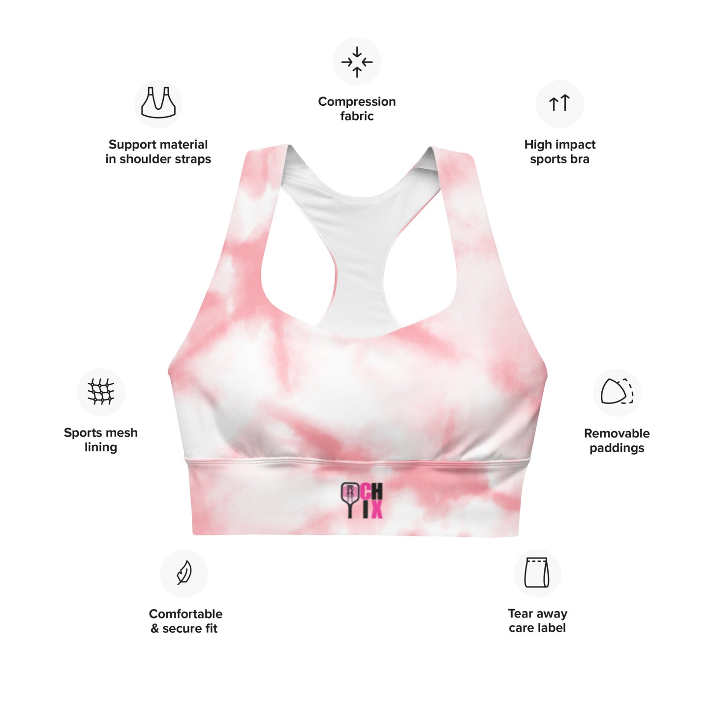 pickleball CHIX pink tie dye compression sports bra – Pickleball CHIX