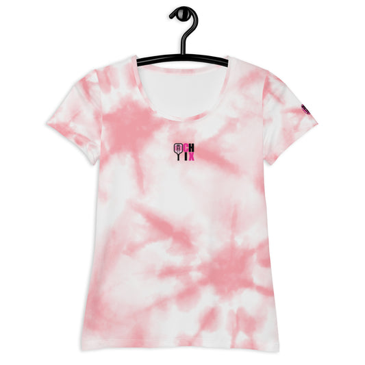 Pickleball CHIX Collection: Pink Tie Dye Ladies Athletic T-shirt